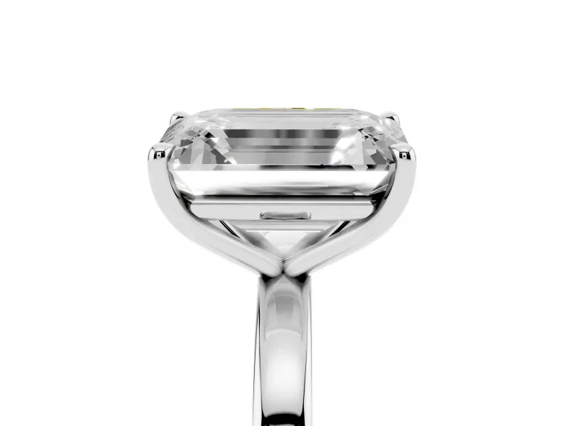 Fancy Yellow Radiant Cut and Emerald Cut Toi Moi Ring Set in White gold with Prong Setting