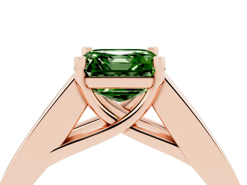 Asscher Cut Channel-Set Engagement Ring Setting for a Fancy Green Lab-Grown Diamond | Rose Gold