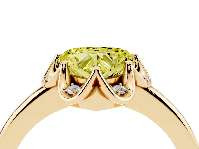 Heart-Shaped Petal Halo Engagement Ring Setting for a Fancy Yellow Lab-Grown Diamond | Yellow Gold