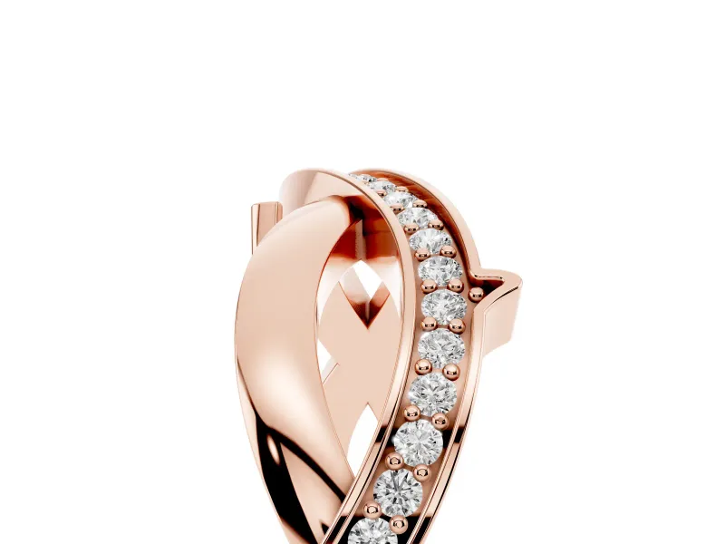 Round Lab-Grown Diamond Pavé Twisted Infinity Band | One Plain Strand | Rose Gold