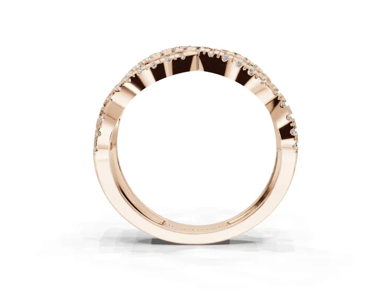 Round Lab-Grown Diamond Braided Pavé Wedding Band | Open Braid | Rose Gold