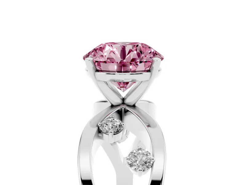 Round Loop Engagement Ring Setting for a Fancy Pink Lab-Grown Diamond | White Gold