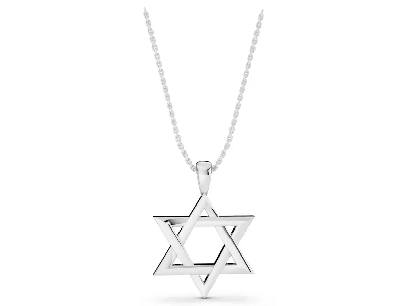 Interlaced Star of David Pendant Necklace | Bevelled Edges | Sterling Silver
