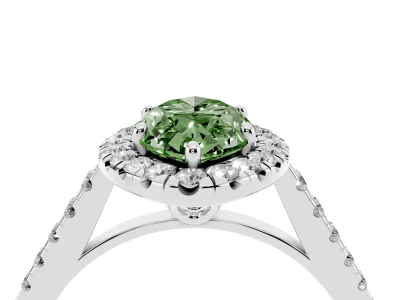 Marquise Raised Halo Engagement Ring Setting for a Fancy Green Lab-Grown Diamond | Platinum