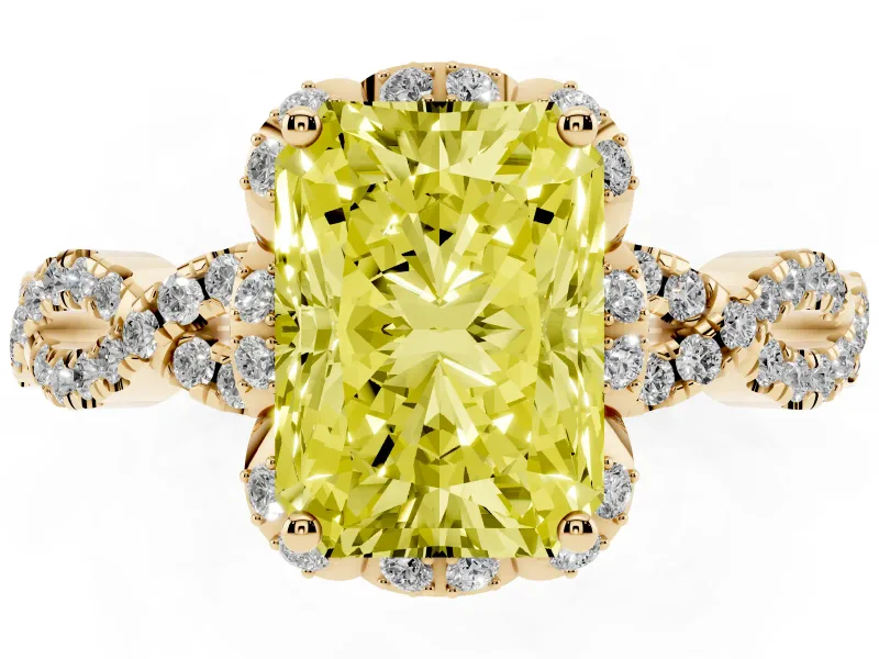 Radiant Cut Halo Engagement Ring Setting for a Fancy Yellow Lab-Grown Diamond | Yellow Gold - Design NV-24725