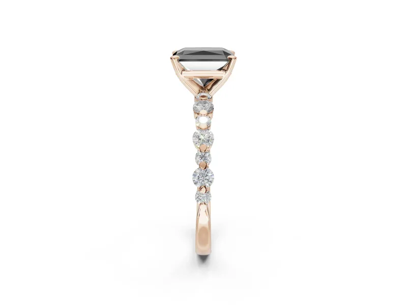 Radiant Cut Pavé Engagement Ring Setting for a Black Center | Alternating Accents | Rose Gold