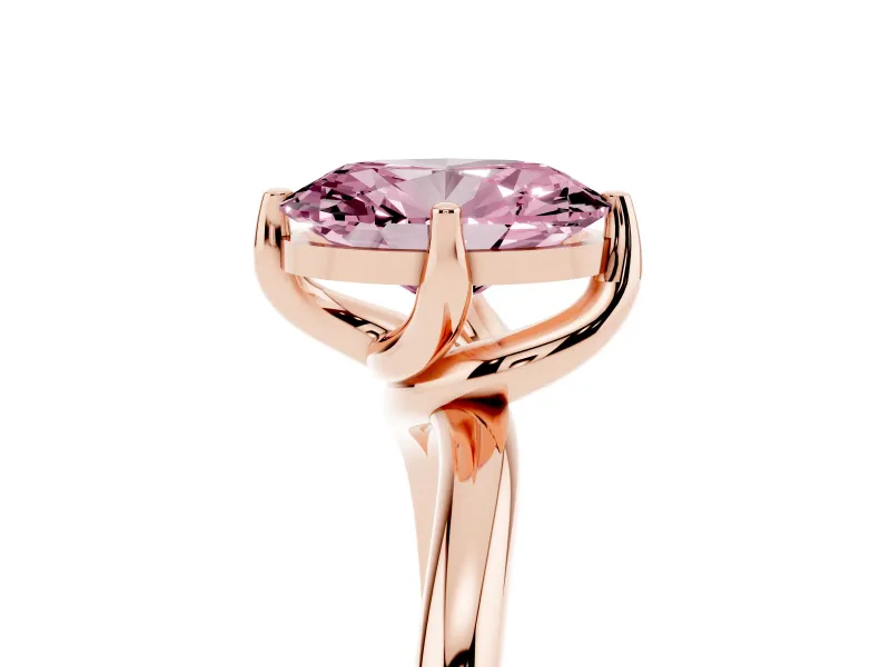 Oval Bypass Solitaire Engagement Ring Setting for a Fancy Pink Lab-Grown Diamond | Rose Gold