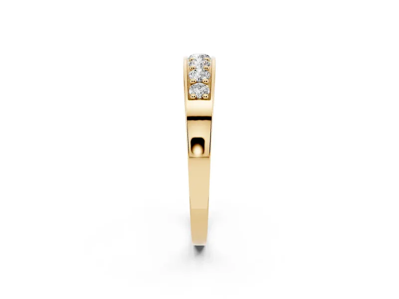Round Diamond Comfort Fit Band Set in Yellow gold with Channel-Set Row