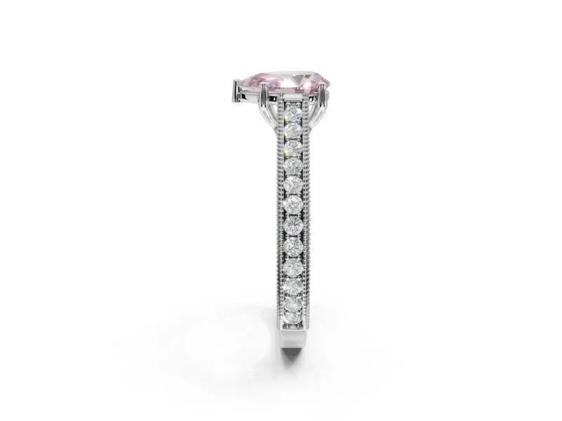 Pear-Shaped Vintage Engagement Ring Setting for a Fancy Pink Lab-Grown Diamond | White Gold - Design NV-24644