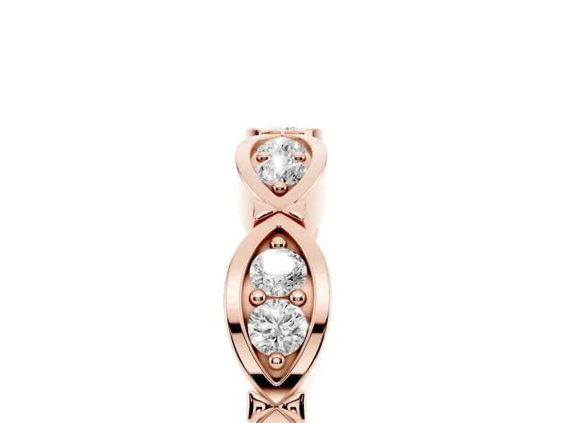 Marquise Diamond Smooth Bezel Eternity Band Set in Rose gold with Full Circle of Stones