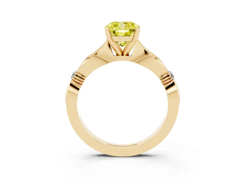 Cushion Cut Floral Engagement Ring Setting for a Fancy Yellow Lab-Grown Diamond | Yellow Gold