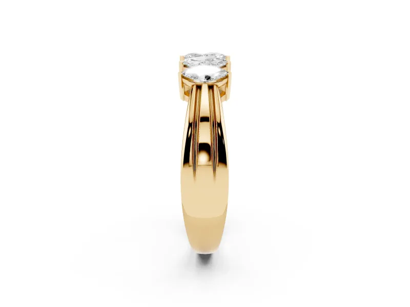 Five-Stone Marquise Diamond Split Shank Ring Set in Yellow gold with Shared Prong Setting