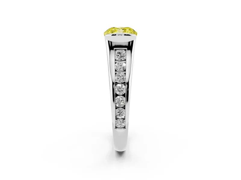 Cushion Cut Half Bezel Engagement Ring Setting for a Fancy Yellow Lab-Grown Diamond | Sterling Silver