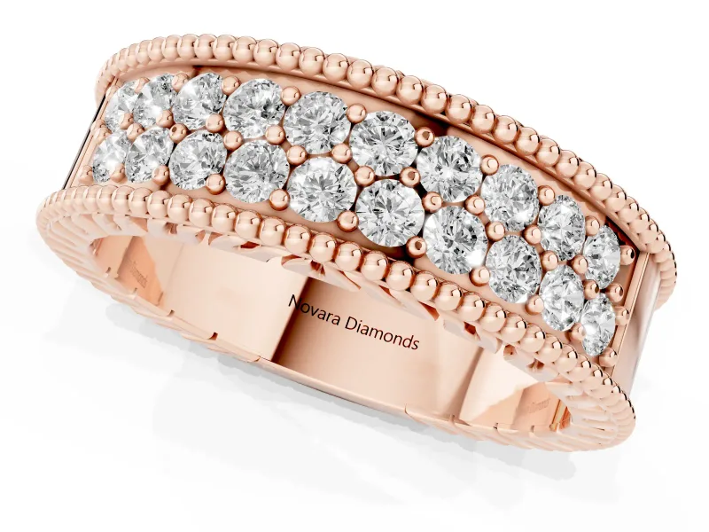 Round Diamond Pavé Eternity Band Set in Rose gold with Bead Prong Setting
