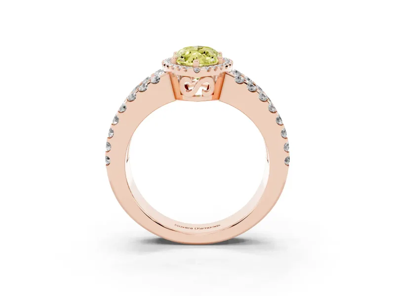Marquise Halo Split Shank Engagement Ring Setting for a Fancy Yellow Lab-Grown Diamond | Rose Gold