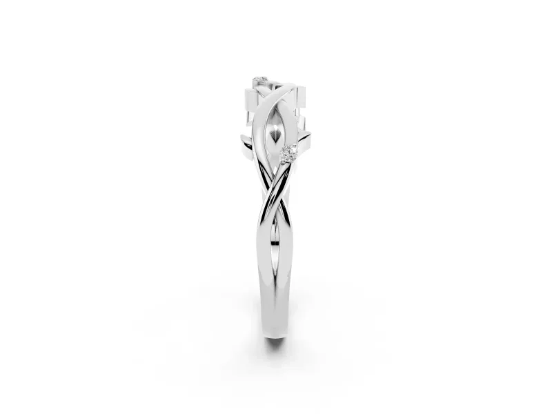 Round Diamond Twist Band Set in Platinum with Prong Setting