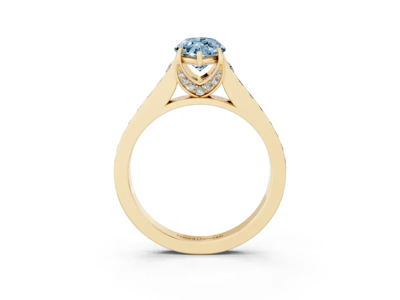 Marquise Graduated Pavé Engagement Ring Setting for a Fancy Blue Lab-Grown Diamond | Yellow Gold