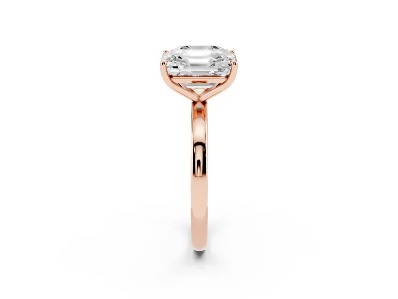 Asscher Cut and Emerald Cut Toi Moi Ring Set in Rose gold with Prong Setting