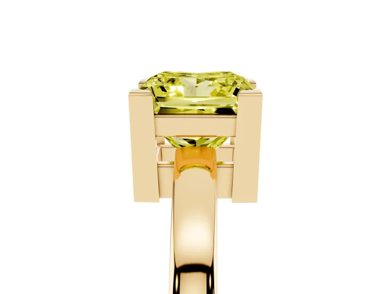 Princess Cut Solitaire Engagement Ring Setting for a Fancy Yellow Lab-Grown Diamond | Flat Tab Prongs | Yellow Gold