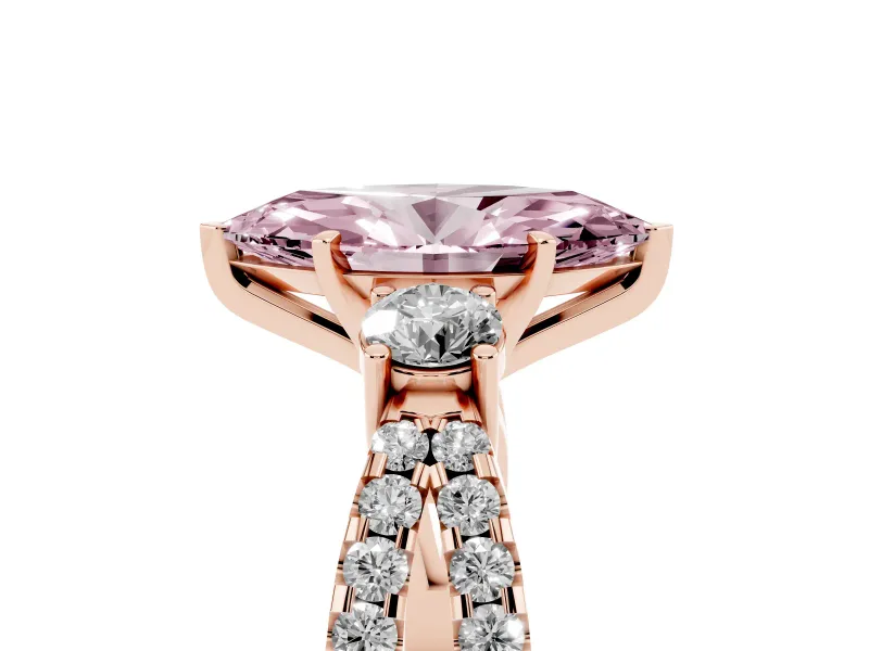 Marquise Three Stone Engagement Ring Setting for a Fancy Pink Lab-Grown Diamond | Rose Gold