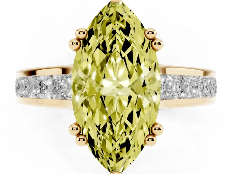 Marquise Channel Engagement Ring Setting for a Fancy Yellow Lab-Grown Diamond | Yellow Gold - Design NV-24671