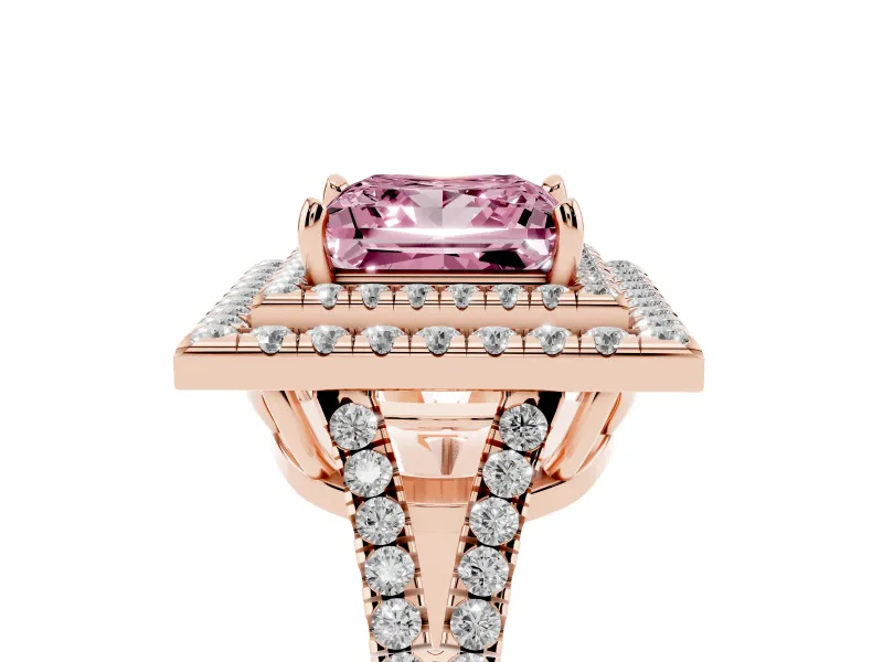 Princess Cut Halo Engagement Ring Setting for a Fancy Pink Lab-Grown Diamond | Rose Gold - Design NV-24799