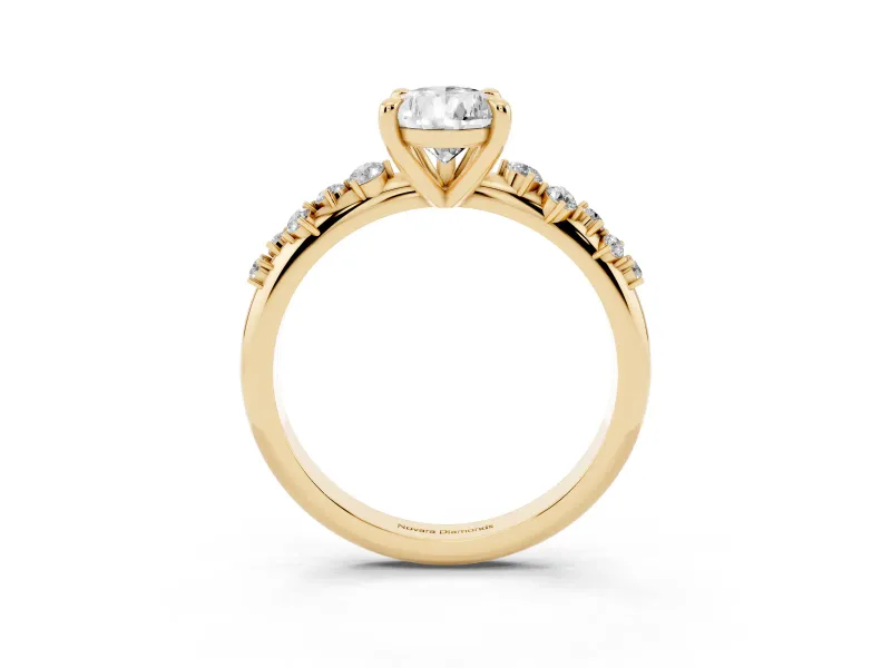 Pear-Shaped Graduated Accent Engagement Ring Setting | Scattered Shoulders | Yellow Gold