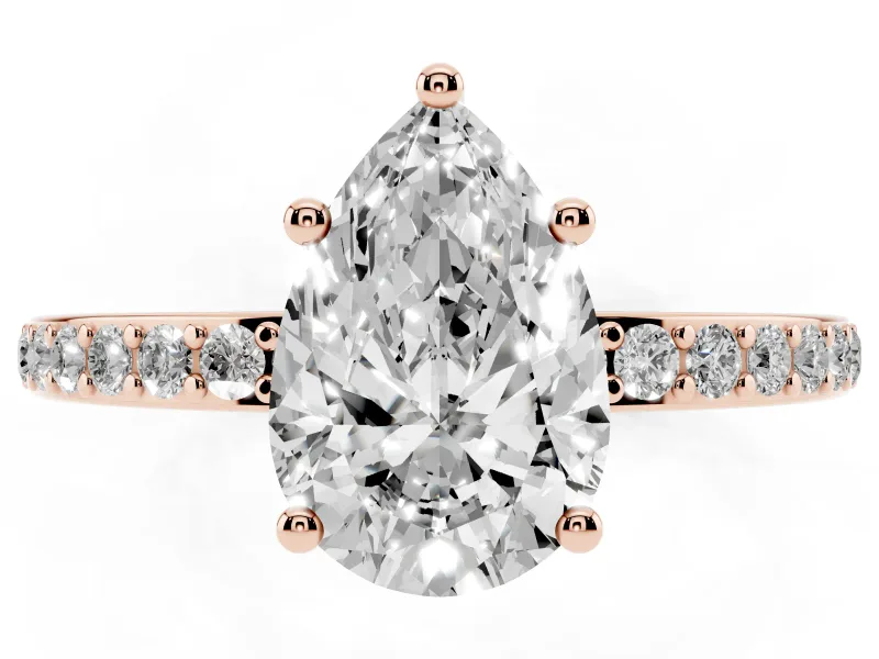Pear-Shaped Hidden Halo Pavé Engagement Ring Setting | Micro Pavé Band | Rose Gold
