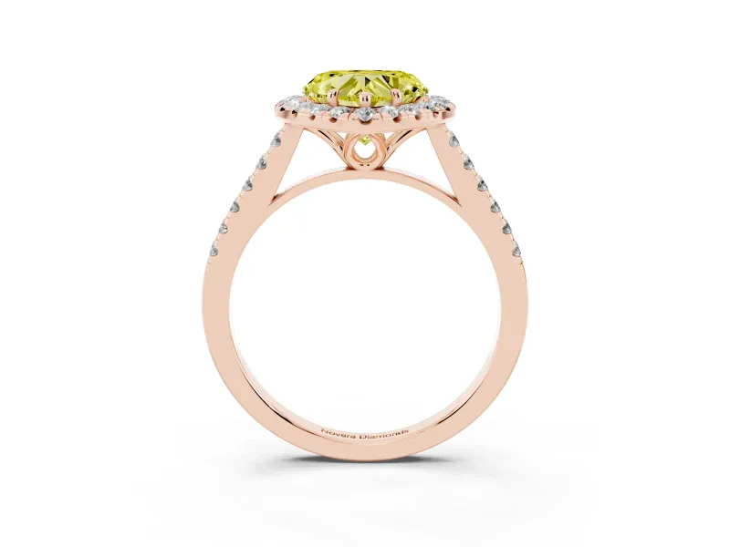 Heart-Shaped Raised Halo Engagement Ring Setting for a Fancy Yellow Lab-Grown Diamond | Rose Gold