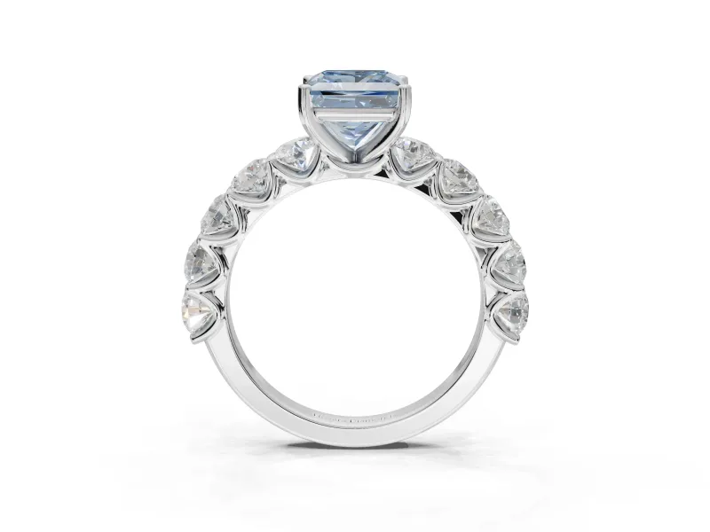 Princess Cut Engagement Ring Setting for a Fancy Blue Lab-Grown Diamond | White Gold - Design NV-24455