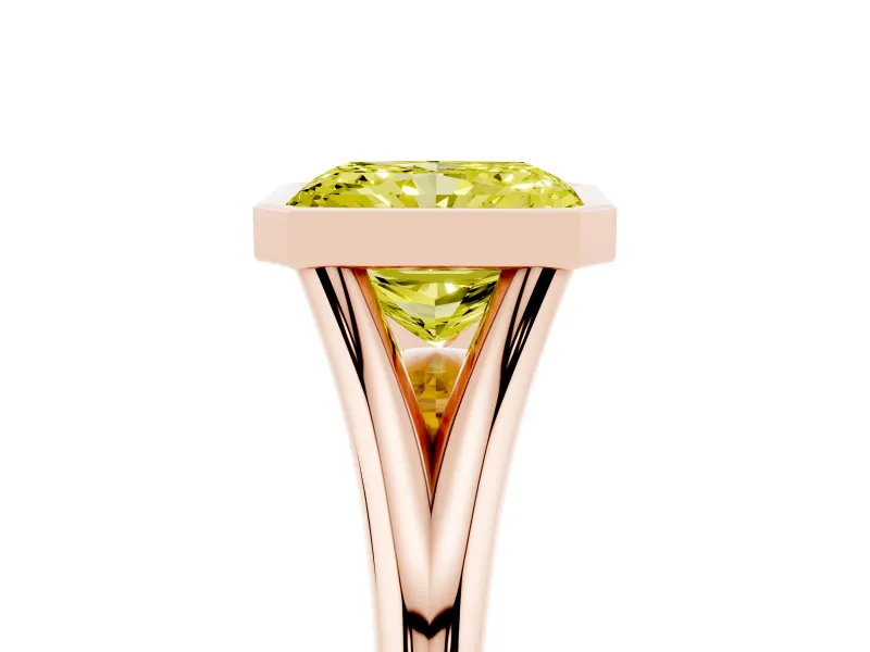 Radiant Cut Bezel Engagement Ring Setting for a Fancy Yellow Lab-Grown Diamond | Rose Gold