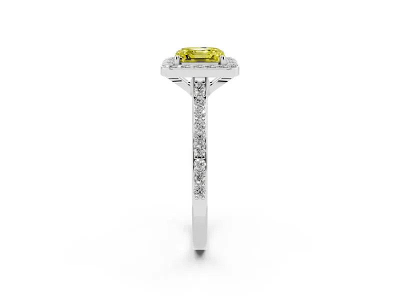 Asscher Cut Halo Engagement Ring Setting for a Fancy Yellow Lab-Grown Diamond | Platinum - Design NV-24729