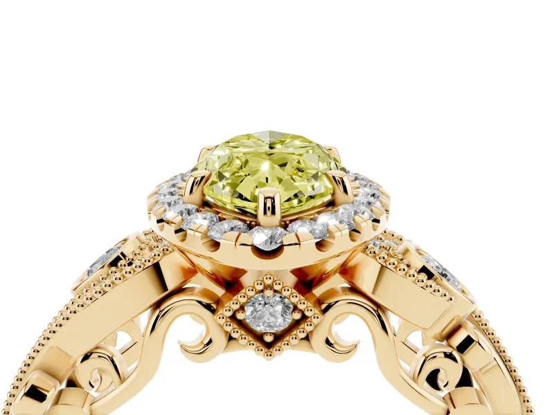 Marquise Halo Engagement Ring Setting for a Fancy Yellow Lab-Grown Diamond | Yellow Gold - Design NV-24754