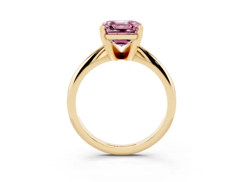 Asscher Cut Engagement Ring Setting for a Fancy Pink Lab-Grown Diamond | Yellow Gold