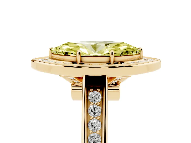 Marquise Rimmed Halo Engagement Ring Setting for a Fancy Yellow Lab-Grown Diamond | Yellow Gold