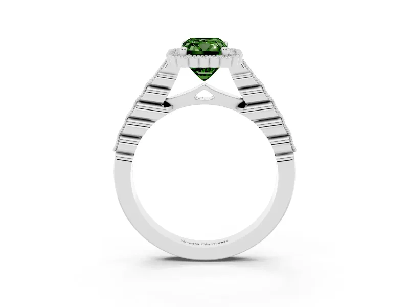 Radiant Cut Halo Engagement Ring Setting for a Fancy Green Lab-Grown Diamond | Sterling Silver - Design NV-24780