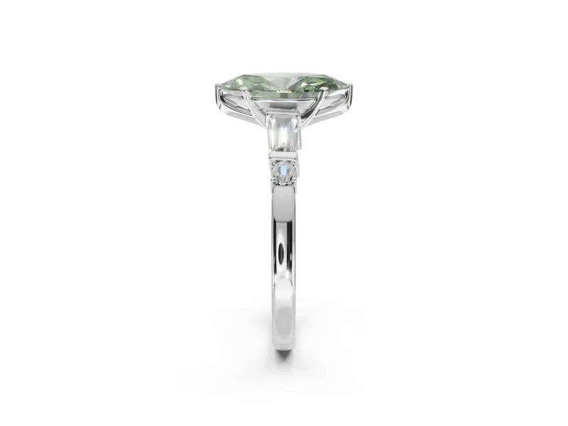 Marquise Tapered Baguette Engagement Ring Setting for a Fancy Green Lab-Grown Diamond | Platinum