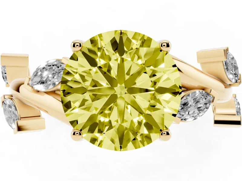 Round Twisted Vine Engagement Ring Setting for a Fancy Yellow Lab-Grown Diamond | Yellow Gold