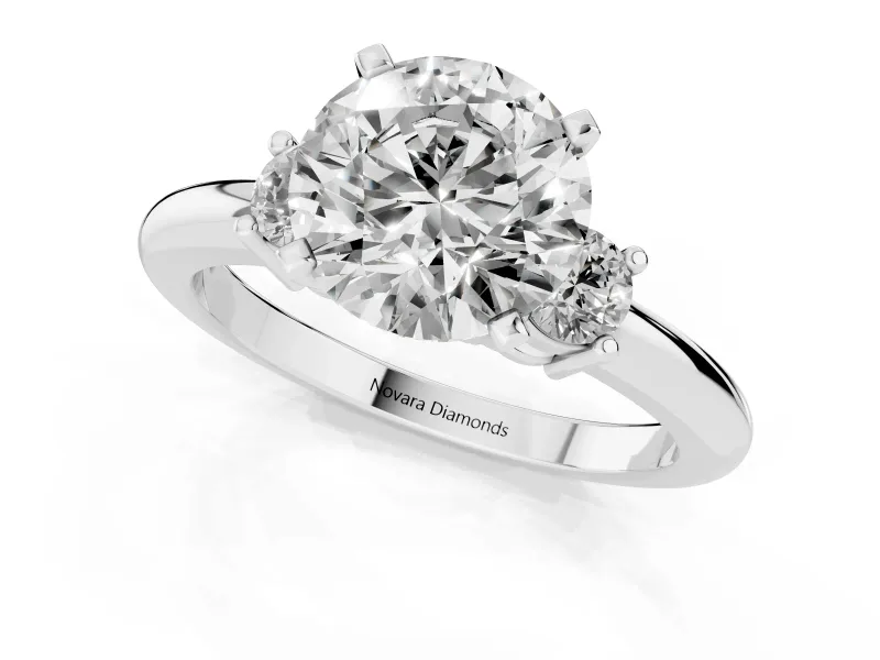 Round Three Stone Engagement Ring Setting | Round Side Stones | Platinum