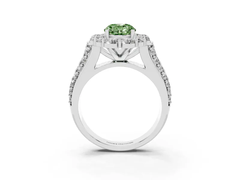 Oval Large Accent Halo Engagement Ring Setting for a Fancy Green Lab-Grown Diamond | Platinum