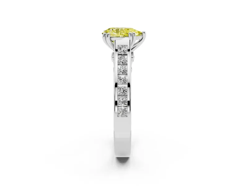 Pear-Shaped Channel Set Engagement Ring Setting for a Fancy Yellow Lab-Grown Diamond | Sterling Silver