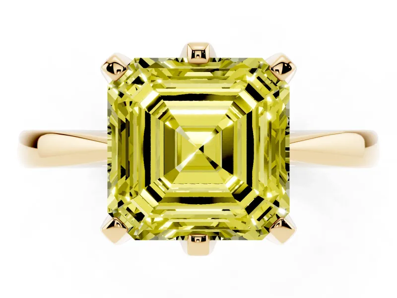 Asscher Cut Engagement Ring Setting for a Fancy Yellow Lab-Grown Diamond | Yellow Gold - Design NV-24888