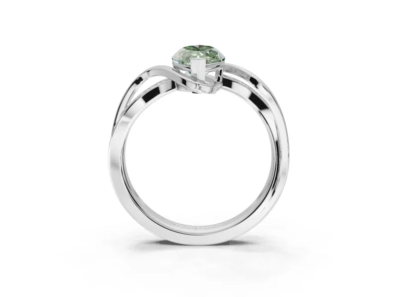 Marquise Bypass Solitaire Engagement Ring Setting for a Fancy Green Lab-Grown Diamond | Pavé Strands | Platinum