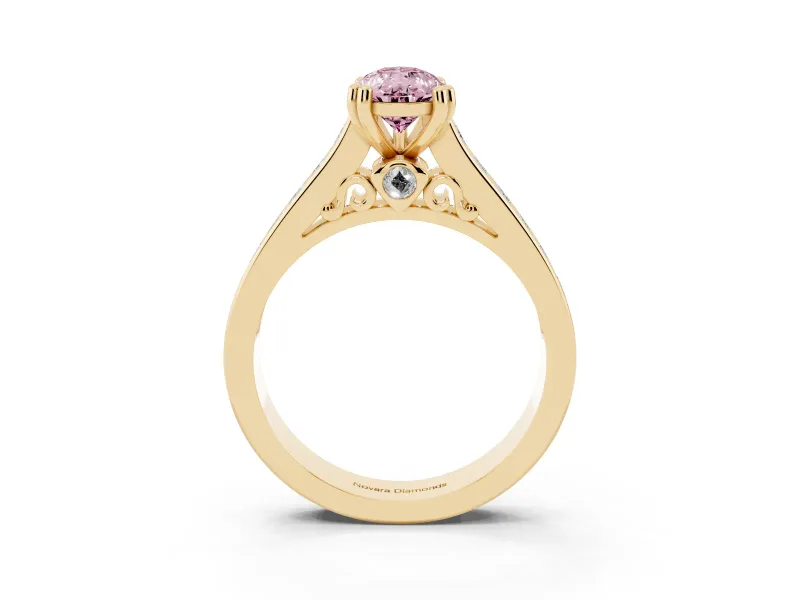 Pear-Shaped Channel Engagement Ring Setting for a Fancy Pink Lab-Grown Diamond | Yellow Gold - Design NV-24671