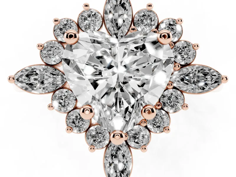 Heart-Shaped Cluster Halo Engagement Ring Setting | Rose Gold