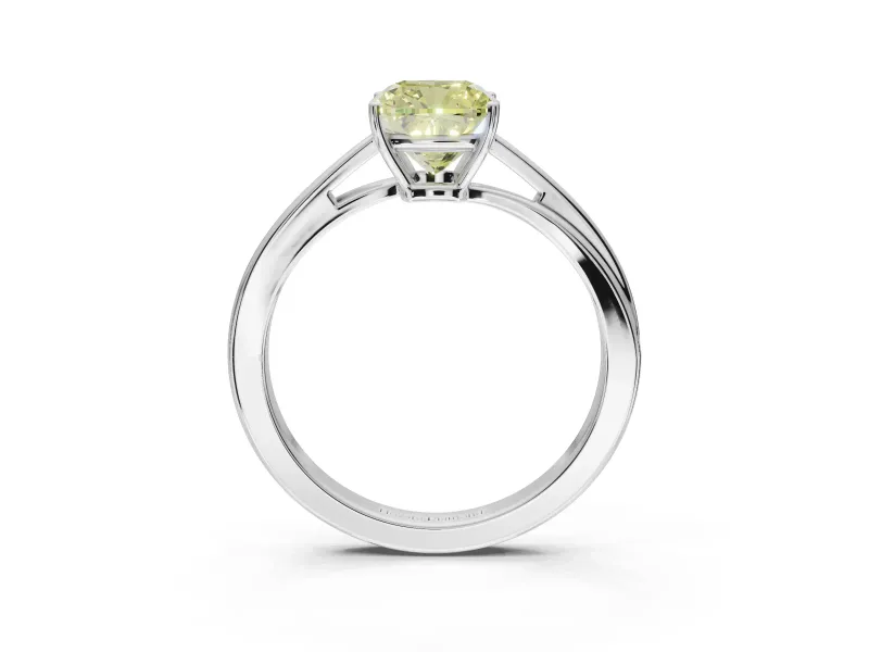 Cushion Cut Bypass Solitaire Engagement Ring Setting for a Fancy Yellow Lab-Grown Diamond | Platinum