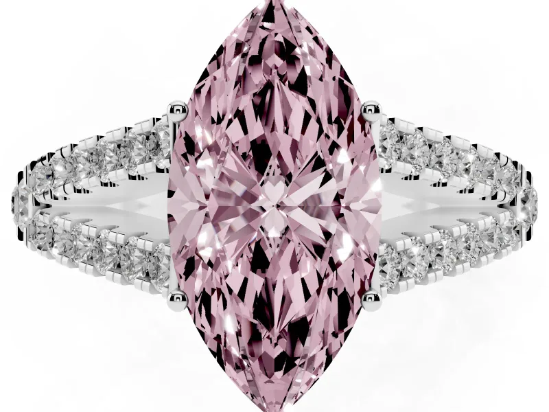 Marquise Graduated Split Shank Engagement Ring Setting for a Fancy Pink Lab-Grown Diamond | Sterling Silver
