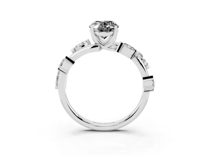 Fancy Black Oval Cut Diamond Solitaire Ring Set in Platinum with Twisted Marquise Accent Band