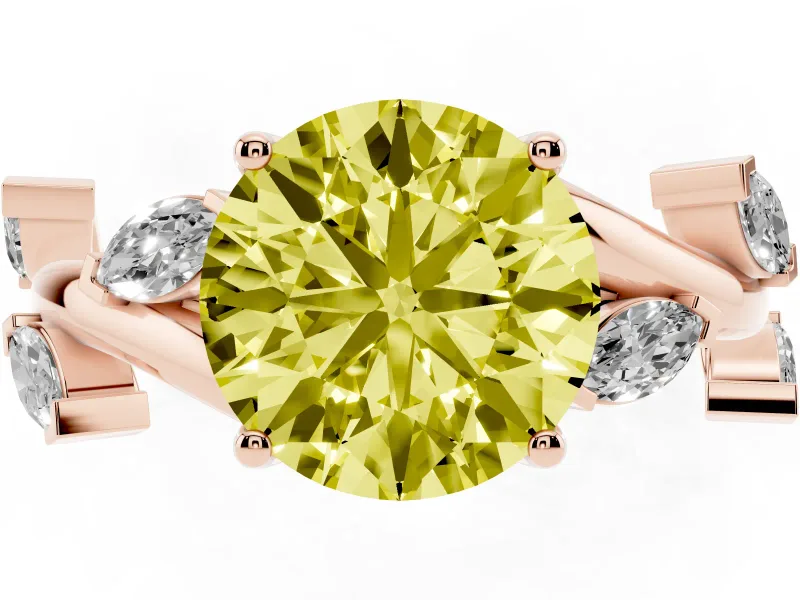 Round Twisted Vine Engagement Ring Setting for a Fancy Yellow Lab-Grown Diamond | Rose Gold
