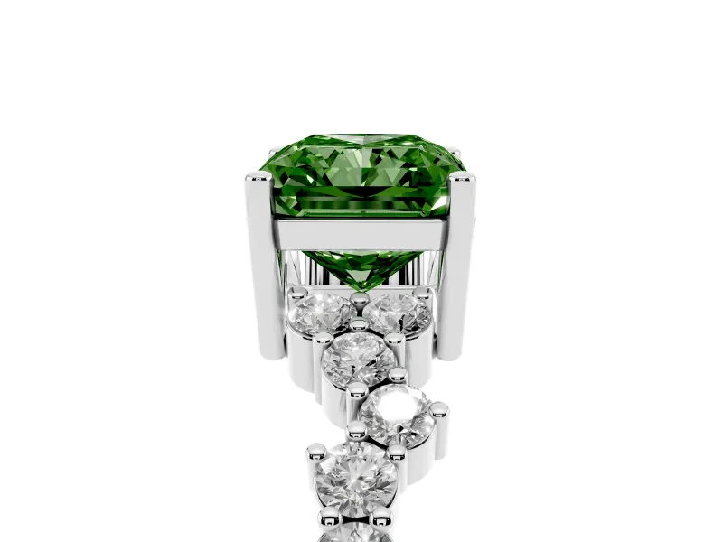 Radiant Cut Accented Engagement Ring Setting for a Fancy Green Lab-Grown Diamond | White Gold